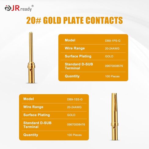 JRready ST6239 Gold Plate Terminal DB9 Connector pin barrle 205089-1 and 205090-1 D-SUB Crimp Connector Crimp contacts30 Pin and 30 Socket… in Kuwait