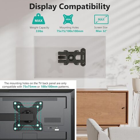 WALI RV TV Mount, Lockable TV Wall Mount for Camper Trailer Motor Home, Full Motion Anti-Vibration Arm for 13-43 inch LED, LCD Flat Screens and Monitors, up to 33lbs (1343LK) in Kuwait
