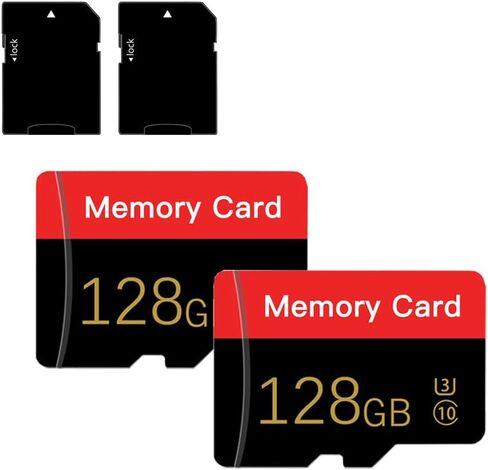 2 Pack Micro Memory Card 128 GB مع محول ، C10/U3/UHS-I/A1 ، بطاقة Transflash ، بطاقة TF للكاميرا ، الهاتف الذكي ، الكمبيوتر اللوحي ، الطائرات بدون طيار (أحمر 128 جيجابايت *2) in Kuwait