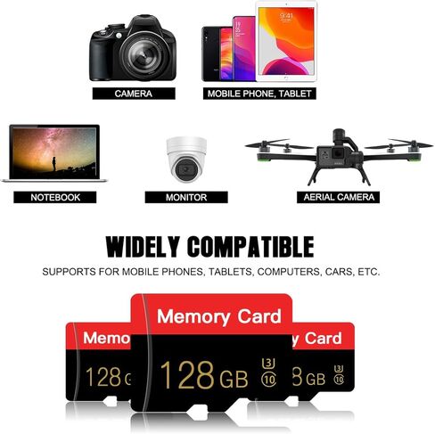 2 Pack Micro Memory Card 128 GB مع محول ، C10/U3/UHS-I/A1 ، بطاقة Transflash ، بطاقة TF للكاميرا ، الهاتف الذكي ، الكمبيوتر اللوحي ، الطائرات بدون طيار (أحمر 128 جيجابايت *2) in Kuwait