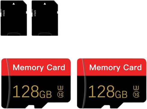 2 Pack Micro Memory Card 128 GB مع محول ، C10/U3/UHS-I/A1 ، بطاقة Transflash ، بطاقة TF للكاميرا ، الهاتف الذكي ، الكمبيوتر اللوحي ، الطائرات بدون طيار (أحمر 128 جيجابايت *2) in Kuwait