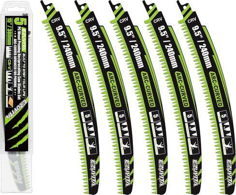 9.5-Inch Arc Curved Reciprocating Saw Blades Set with Storage Box – 5 Pieces, 5 TPI, CR-V Steel for Tree Trimming & Wood Pruning in Saudi Arabia