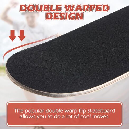 12 Pcs Blank Skateboard Decks for Art Painting 32 x 8 Inches, Wood Skateboard Replacement 7 Layer Maple Double Tail Plain Skateboard with Sandpaper for Home Decor in Saudi Arabia