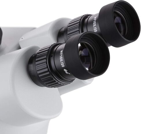 AmScope SM-2TZ Professional Trinocular Stereo Zoom Microscope, WH10x Eyepieces, 3.5X-90X Magnification, 0.7X-4.5X Zoom Objective, Upper and Lower Halogen Lighting, Pillar Stand, 110V-120V, Includes 0.5X and 2.0X Barlow Lenses in Saudi Arabia