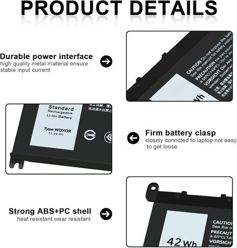 بطارية كمبيوتر محمول بديلة جديدة طراز WDX0R لأجهزة Dell Inspiron 15 5000 5567 5570 5565 5568 5578 7000 7560 7570 7573 7569 7579 13 5368 5378 7378 17 5765 5767 5770 سلسلة بطارية الكمبيوتر المحمول تناسب 3CRH3 T 2JX4 FC92N in Kuwait