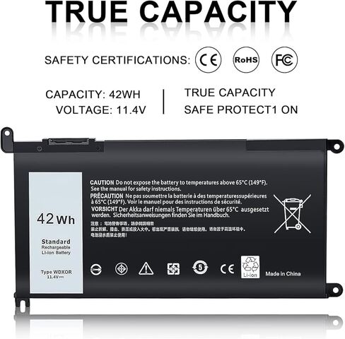 بطارية كمبيوتر محمول بديلة جديدة طراز WDX0R لأجهزة Dell Inspiron 15 5000 5567 5570 5565 5568 5578 7000 7560 7570 7573 7569 7579 13 5368 5378 7378 17 5765 5767 5770 سلسلة بطارية الكمبيوتر المحمول تناسب 3CRH3 T 2JX4 FC92N in Kuwait