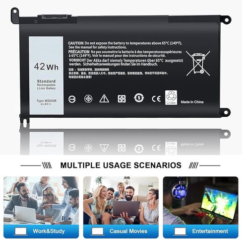 بطارية كمبيوتر محمول بديلة جديدة طراز WDX0R لأجهزة Dell Inspiron 15 5000 5567 5570 5565 5568 5578 7000 7560 7570 7573 7569 7579 13 5368 5378 7378 17 5765 5767 5770 سلسلة بطارية الكمبيوتر المحمول تناسب 3CRH3 T 2JX4 FC92N in Kuwait