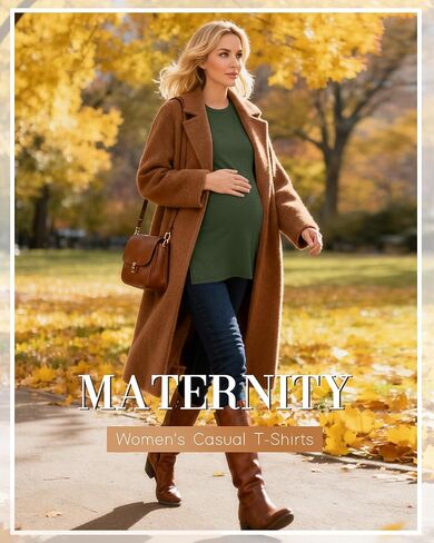 Ficerd 4 Pack Women's Casual Maternity T-Shirts, Long Sleeve Crew Neck Split Side Tee Tops Shirts Loose Fit Pregnancy Clothes in Saudi Arabia