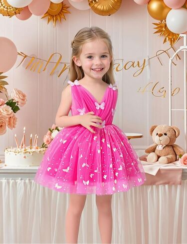 Baby Girls Tulle Dress Shiny Butterfly Birthday Princess Wedding Pageant Dress Tutu Party Dresses for 12M-5Y in Saudi Arabia