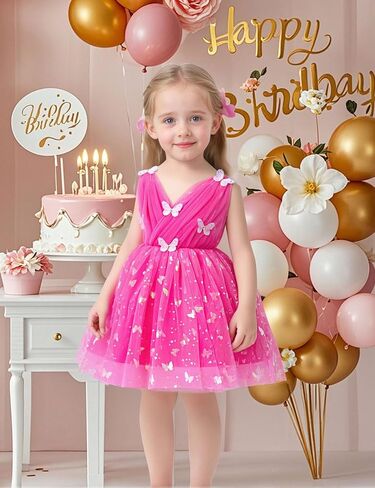 Baby Girls Tulle Dress Shiny Butterfly Birthday Princess Wedding Pageant Dress Tutu Party Dresses for 12M-5Y in Saudi Arabia
