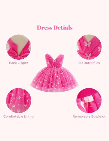 Baby Girls Tulle Dress Shiny Butterfly Birthday Princess Wedding Pageant Dress Tutu Party Dresses for 12M-5Y in Saudi Arabia