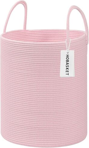Cotton Rope Laundry Basket Hamper for Girls Kids Baby Nursery Hamper Bin Woven Blanket Basket for Living Room cute baby laundry basket Storage Basket for Nursery Toy Storage Bin&Box(Pink) in Saudi Arabia