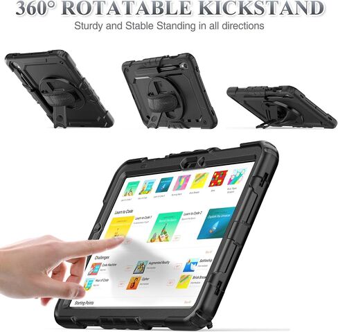 SEYMAC stock Case for Samsung Galaxy Tab S10 Lite / S10 FE / S9 FE 5G / S9 Tablet Case 10.9''/ 11'' Protective with Screen Protector, Pen Holder, 360 Rotate Stand, Hand Strap, Shoulder Strap, Black1 in Kuwait