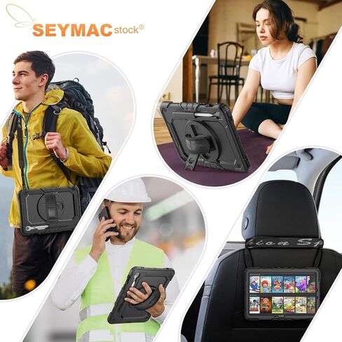 SEYMAC stock Case for Samsung Galaxy Tab S10 Lite / S10 FE / S9 FE 5G / S9 Tablet Case 10.9''/ 11'' Protective with Screen Protector, Pen Holder, 360 Rotate Stand, Hand Strap, Shoulder Strap, Black1 in Kuwait
