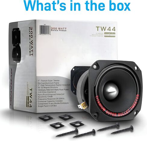 Pyramid 1" Audio Car Tweeter Speaker - Aluminum Die-Cast Frame, 300 Watt Peak, 2k-20kHz Frequency Response, 4 to 8 Ohm, Heavy Duty 30 oz. Magnet Structure - 1 Tweeter - Pyramid TW44, Black, One Size in Saudi Arabia