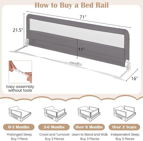 HONEY JOY Bed Rail for Toddlers, 71-in Extra Long, Portable Safety Bed Guardrail w/Double Safety Child Lock, Foldable Baby Bed Rail Guard, Fit King & Queen Full Twin Size Bed Mattress(Pink, Pack 1) in Saudi Arabia