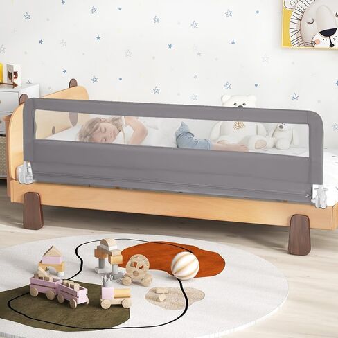 HONEY JOY Bed Rail for Toddlers, 71-in Extra Long, Portable Safety Bed Guardrail w/Double Safety Child Lock, Foldable Baby Bed Rail Guard, Fit King & Queen Full Twin Size Bed Mattress(Pink, Pack 1) in Saudi Arabia