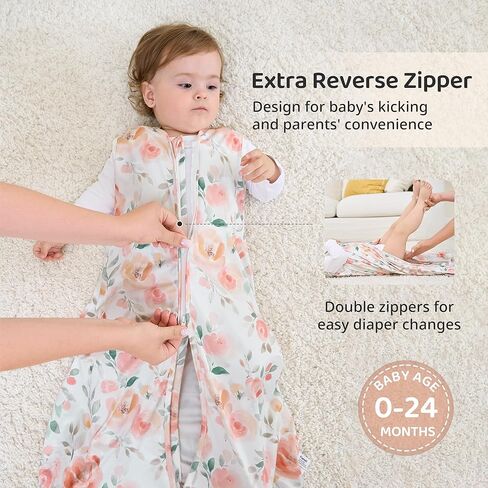 Baby Sleep Sack 18-24 Months, 0.5 TOG Wearable Blanket for Baby Boy and Girl, 2-Way Zipper Toddler Sleeping Bag 2 Pack, Lightweight Sleep Sacks Pink Rainbow（X-Large） in Saudi Arabia