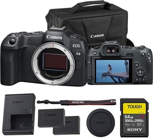 Canon EOS R8 Camera بدون مرآة-24.2 ميجابكسل كاميرا RF كاملة الإطار مع فيديو 4K 60p ، وتصميم مزدوج Pixel AF II و Lightweight (مع مجموعة 24-50 مم) (5803C012) in Saudi Arabia