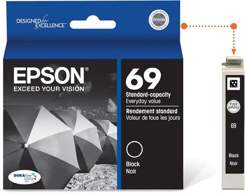 Epson 69 DURABrite Ultra Ink Black & Color Combo Pack for CX-6000, 7000F, 7400, 8400, 9400, 9475 ; NX-400, 415, 510, 515; WF-1100, 600, 610 and Other Select Models in Kuwait