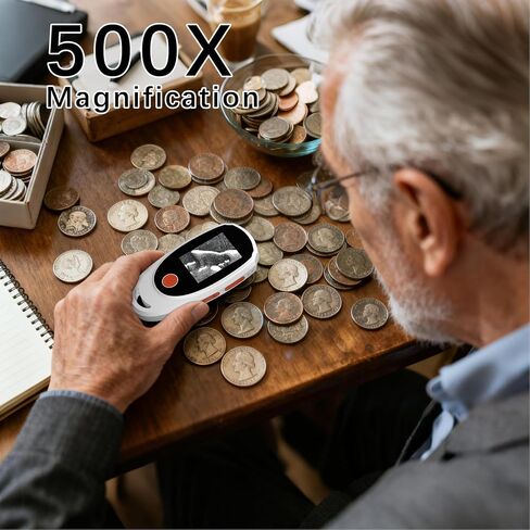 Digital Microscope for Kids, Handheld Microscope with 2.0" IPS Screen,500X,8 Adjustable LEDs,Digital Magnifying Glass for Insect Plant Leaf Observation,Magnifying Glass for Coins Small Fonts in Kuwait