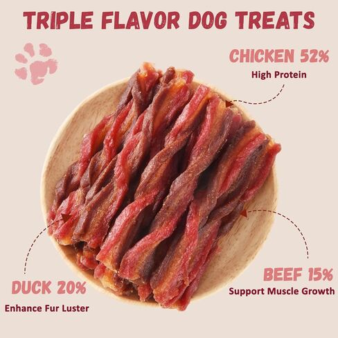 Pawmate Chicken Jerky Twist Strips for Dogs, Natural Healthy Low Fat Real Chicken Cuts Training Dog Treats with Taurine 10.58oz in Kuwait