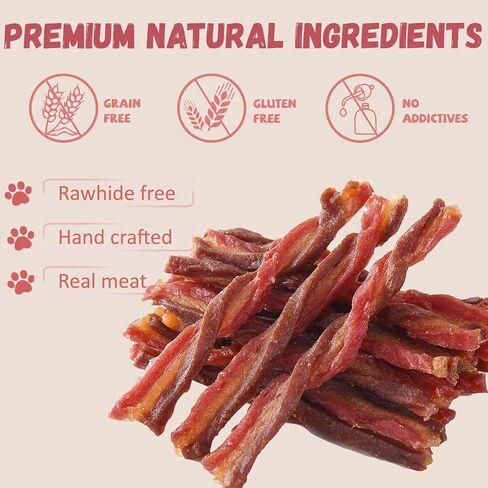 Pawmate Chicken Jerky Twist Strips for Dogs, Natural Healthy Low Fat Real Chicken Cuts Training Dog Treats with Taurine 10.58oz in Kuwait