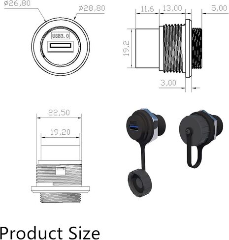 PENGLIN 2 قطعة مقاومة للماء USB 3.0 D نوع مقرنة، لوحة توصيل USB صناعية، وصلة تمديد كابل واجهة الحاجز، أنثى إلى أنثى USB3.0 تمر عبر الموصل in Saudi Arabia