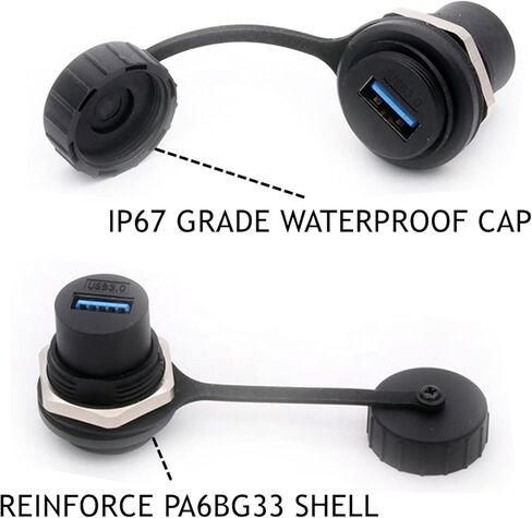 PENGLIN 2 قطعة مقاومة للماء USB 3.0 D نوع مقرنة، لوحة توصيل USB صناعية، وصلة تمديد كابل واجهة الحاجز، أنثى إلى أنثى USB3.0 تمر عبر الموصل in Saudi Arabia