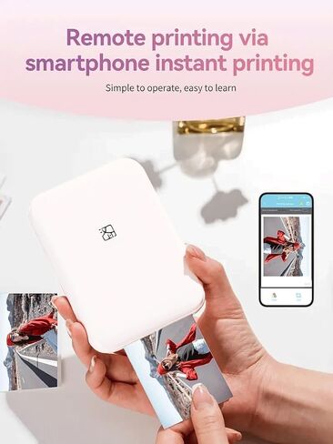 طابعة صور فورية ميني محمولة - Bluetooth 5.0 ، تعمل مع iOS & Android (مع 20 ورقة من 2 × 3 في ورق الصور Zink) in Kuwait