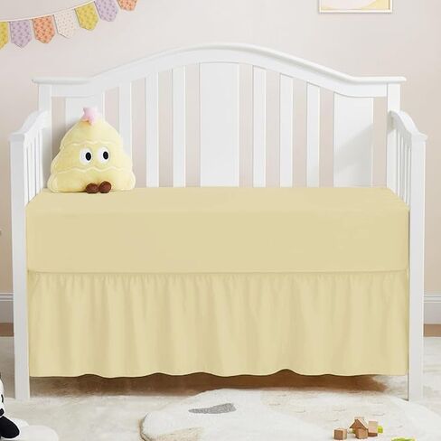 Crib Ruffle Bed Skirt Microfiber Nursery Bedding Skirt for Baby Girls (28" x 52" x 14’’) Inch - Sage Solid in Saudi Arabia