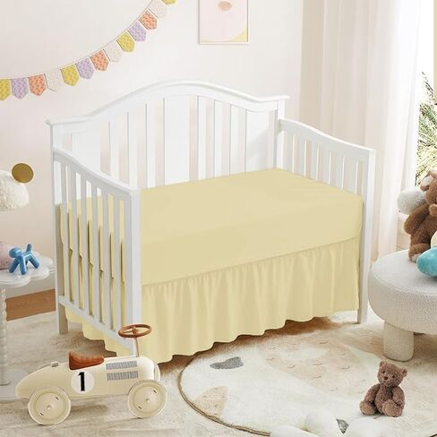 Crib Ruffle Bed Skirt Microfiber Nursery Bedding Skirt for Baby Girls (28" x 52" x 14’’) Inch - Sage Solid in Saudi Arabia