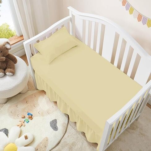 Crib Ruffle Bed Skirt Microfiber Nursery Bedding Skirt for Baby Girls (28" x 52" x 14’’) Inch - Sage Solid in Saudi Arabia