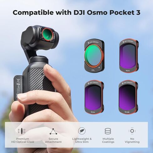 K&F Concept Variable ND2-ND32 & ND32-ND512 Filter Kit Compatible with DJI Osmo Pocket 3 Creator Combo Accessories, Limited Stops Neutral Density Magnetic Attach Filters, Action Camera Accessories in Saudi Arabia