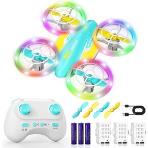 الفتيات LED RC بدون طيار ، هدية عيد ميلاد عيد الميلاد للفتيات الذين تتراوح أعمارهن بين 6 سنوات مع البطاريات البعيدة ، تقلبات 360 درجة ، 3 أوضاع السرعة ، 45 دقيقة رحلة داخلية وخارجية الطيران - الورود الأحمر الأصفر in Kuwait