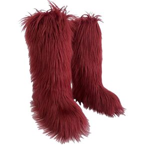 QMfur نساء فروي الركبتين عالية الثلج أحذية فو فو فرو in Kuwait