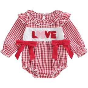 Baby Girl Halloween Pumpkin Romper Bows Plaid Bubble Bodysuit Doll Collar Long Sleeve Smocke Tops for Fall in Saudi Arabia