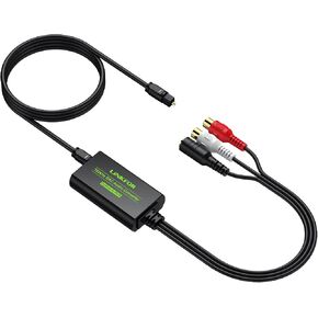 LiNKFOR DAC محول رقمي إلى تناظري محول رقمي SPDIF Toslink إلى صوت ستيريو تناظري RCA L/R محول صوت مع كابل بصري 3.5 مم مخرج جاك لـ HDTV Blu Ray DVD Sky HD Amps TV Box in Kuwait