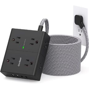Power Strip Surge Protector with USB, 8 Widely Outlets 4 USB Ports 6Ft Extension Cord with Flat Plug, 3 Sided Wall Outlet Extender USB Desktop Charging Station for Home Office Travel Dorm, 900J in Kuwait