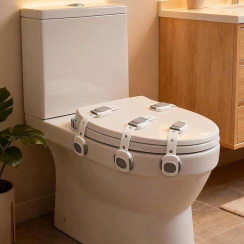 قفل مرحاض للأطفال - أقفال خزانة سلامة الطفل لمقعد المرحاض ، والأدراج ، والثلاجة ، والأبواب | سهولة التثبيت مع لاصق 3M قوي | حزام غير سامة وقابل للتعديل لطفلة الأطفال والحيوانات الأليفة in Kuwait