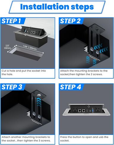 Table Pop up Power Date Center Connection Box for Conference Silver in Saudi Arabia