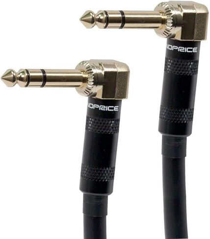 Monoprice Premier Series 1/4 Inch (TRS) Guitar Pedal Patch Cable Cord - 8 Inch - Black & 109439 Premier Series 1/4 Inch (TRS) 16AWG Cable Cord - 1.5 Feet- Black (Gold Plated) in Kuwait
