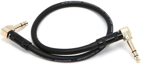 Monoprice Premier Series 1/4 Inch (TRS) Guitar Pedal Patch Cable Cord - 8 Inch - Black & 109439 Premier Series 1/4 Inch (TRS) 16AWG Cable Cord - 1.5 Feet- Black (Gold Plated) in Kuwait