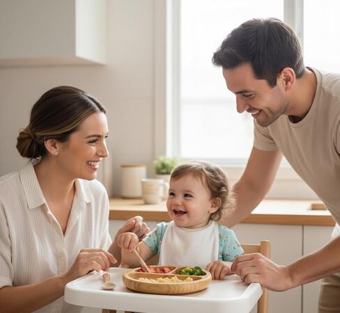 أطباق الطفل الخيزران مع شفط ، لوحات صغيرة للتغذية الذاتية ، مجموعة صفيحة للأطفال صديقة للبيئة ، لوحة مقسمة للطفل والطفلة ، BPA خالية ، سهلة نظيفة (بيج) in Kuwait