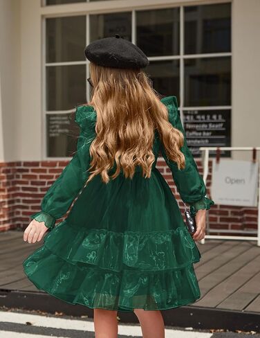 Arshiner Toddler Girls Tiered Tutu Dress Fall Formal Party Birthday Princess Long Sleeve Tulle Dresses in Saudi Arabia