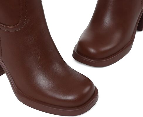 Cynllio Knee High Boots Women Platform Gogo Boot High Wide Calf Botas W/ 3.54 "chunky yeel square side side shipper in Kuwait