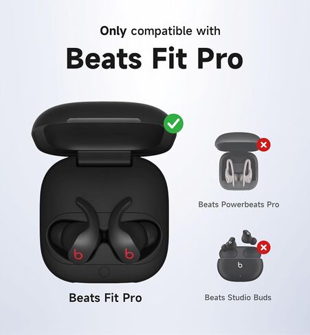 حافظة SURITCH متوافقة مع سماعات الأذن Beats Fit Pro، غطاء TPU واقٍ ممتص للصدمات لجراب Beats Fit Pro 2021، نظام قفل آمن لسماعات الأذن مع سلسلة مفاتيح مضادة للفقدان، أسود in Kuwait
