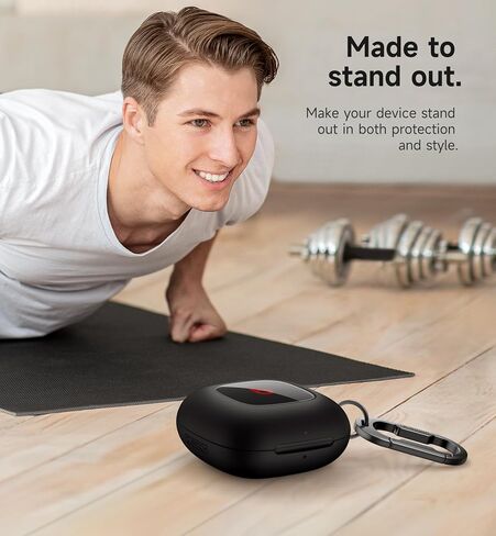 حافظة SURITCH متوافقة مع سماعات الأذن Beats Fit Pro، غطاء TPU واقٍ ممتص للصدمات لجراب Beats Fit Pro 2021، نظام قفل آمن لسماعات الأذن مع سلسلة مفاتيح مضادة للفقدان، أسود in Kuwait