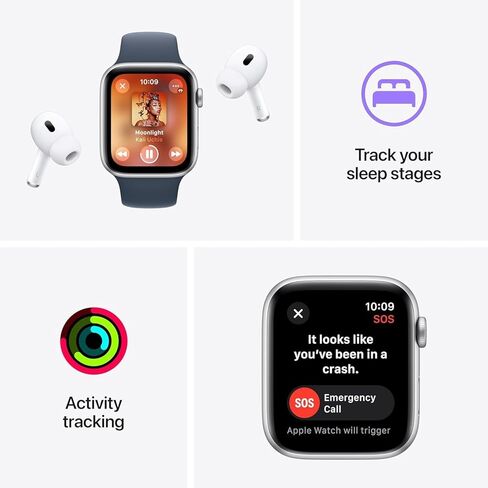 Apple Watch Series 7 (GPS + Cellular, 41MM) هيكل فضي من الستانلس ستيل مع سوار رياضي Starlight (متجدد) in Kuwait