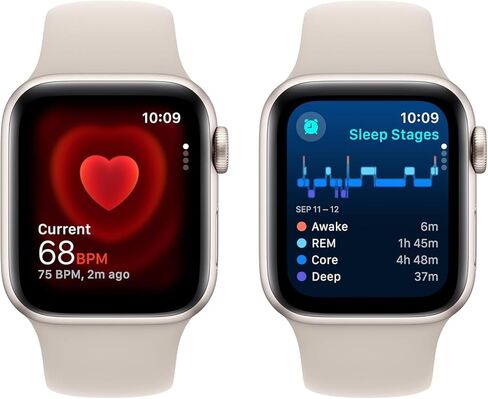 Apple Watch Series 7 (GPS + Cellular, 41MM) هيكل فضي من الستانلس ستيل مع سوار رياضي Starlight (متجدد) in Kuwait